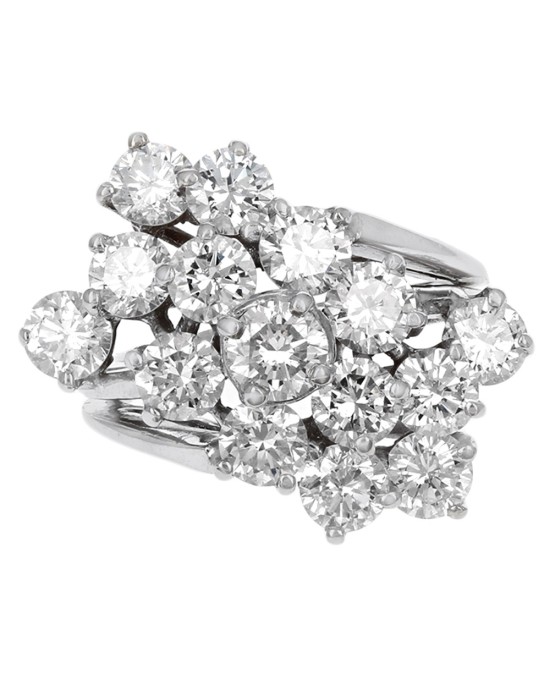 Diamond Bypass Cluster Ring in White Gold